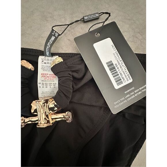 NWT Black Pretty Little Thing bikini bottom with gold embellishments - Picture 4 of 4